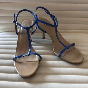 Woman, size 8.5, royal blue, high heel sandals.